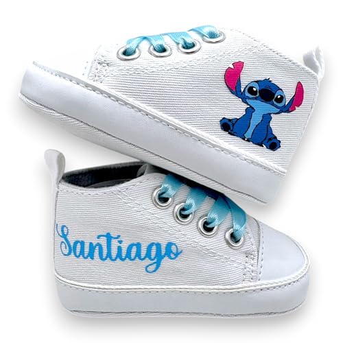 LulluLab Scarpine Neonato personalizzate con nome, primi passi, ottima idea regalo. (Stich 3-6 mesi)