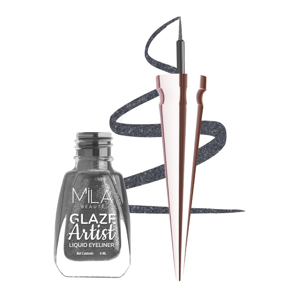 Glaze Artist Liquid Eyeliner | Water Proof & Smudge-Proof | Rich Glossy Finish with Intense Shine | Intense Pigment I Easy Glide Applicator | 6Ml Shade - Magical Grey