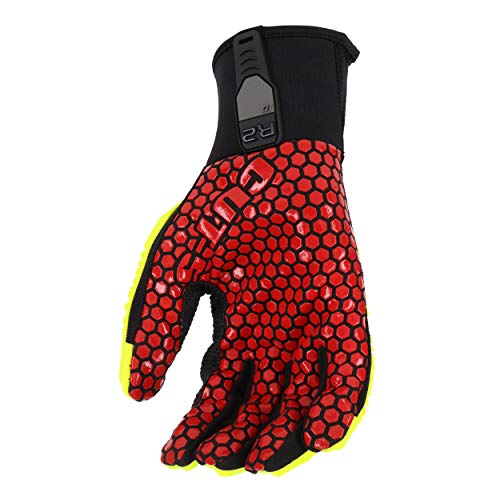 West Chester 87030 R2 Hi-Viz Silicone Palm Rigger Gloves – Orange, Large, 4-Way Stretch Spandex Back Gloves w/ Armortex Palm Backing