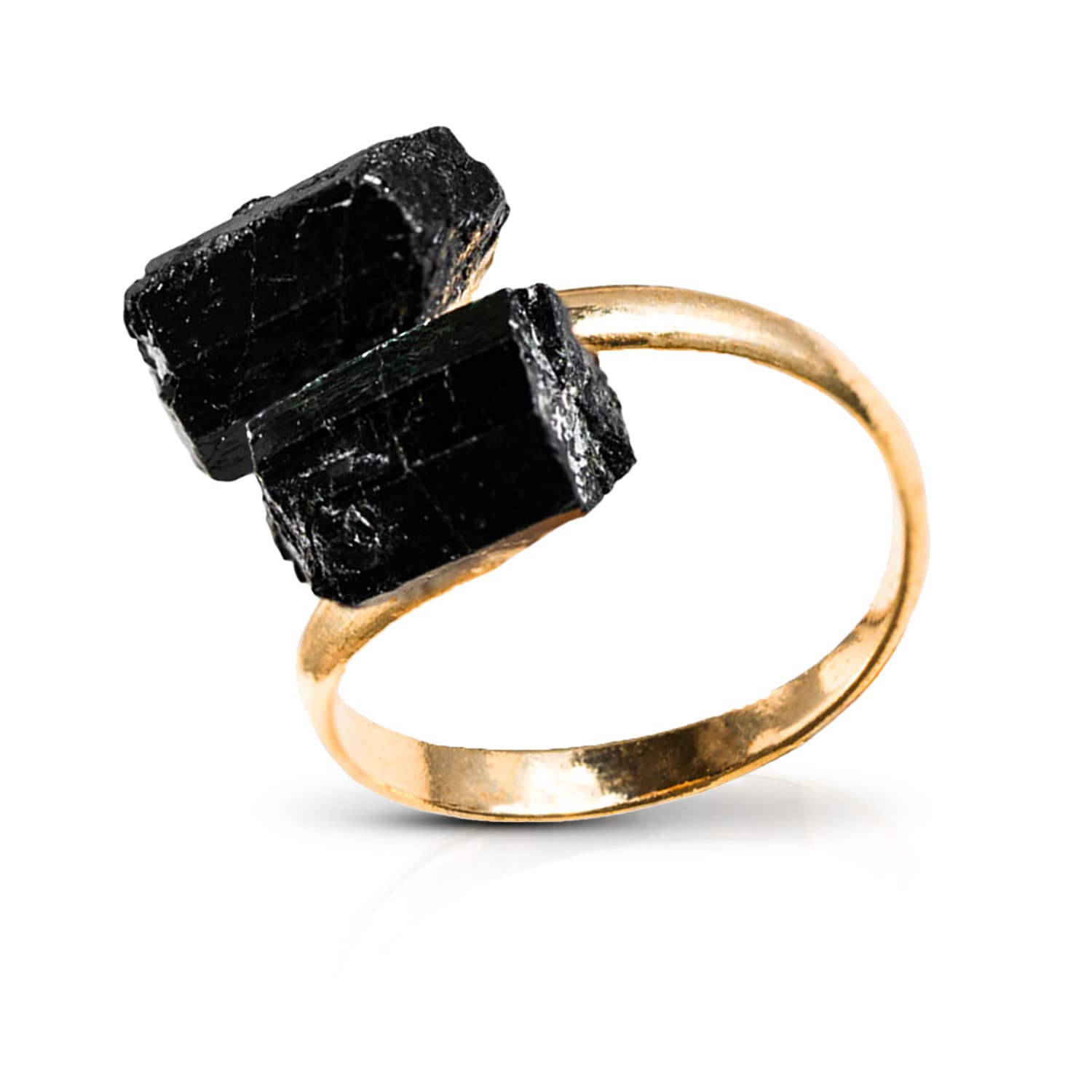 AYANA Adjustable Healing Crystal Ring | Handmade bypass ring for women with Gold-plated Copper | Statement Rings with Ethically Sourced Natural