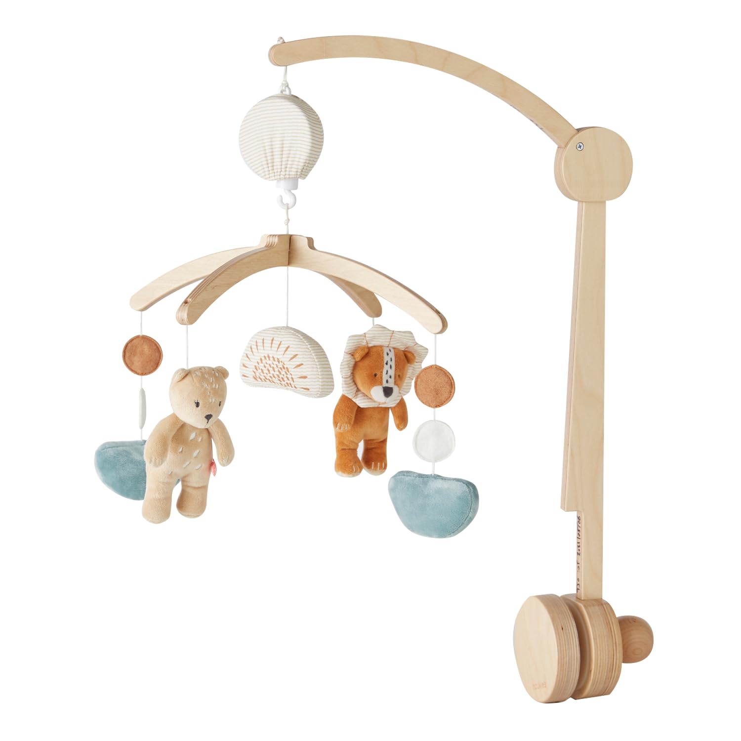 Noukie's - Mobile mit Musik Holz Pastel Babou & Kendi - Mobile Wiege, Gitterbett, Laufstall - Lernspielzeug