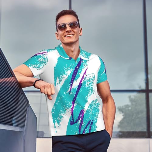 Polo para hombre manga corta negro talla XL con diseño de copa 90's, secado rápido rendimiento miniatura 7