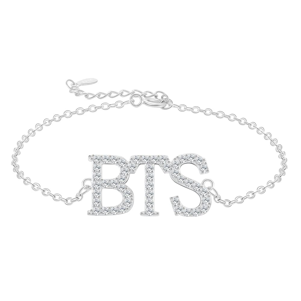 YANENG KPOP Bangtan Boys Bracelets Charms Jewelry White Gold Plated Cubic Zirconia Bracelet for bts Army Fans Gifts