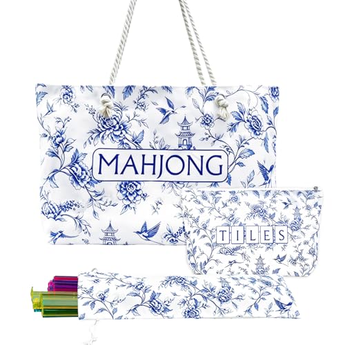 Set de Bolsa Azul y Blanca para Mahjong, 3 piezas miniatura 1