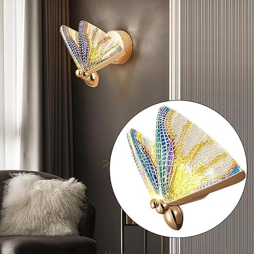 Image of Acrylic Paradise Style Butterfly LED Wall Light for Living Room & Bedroom, Modern Decorative Wall Lamp for Home, Cafe & Restaurant (Rainbow Butterfly WALL)