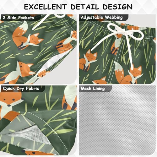 OREZI Boys Swim Trunk Shorts Cute Foxes and Grass Bathing Suit3