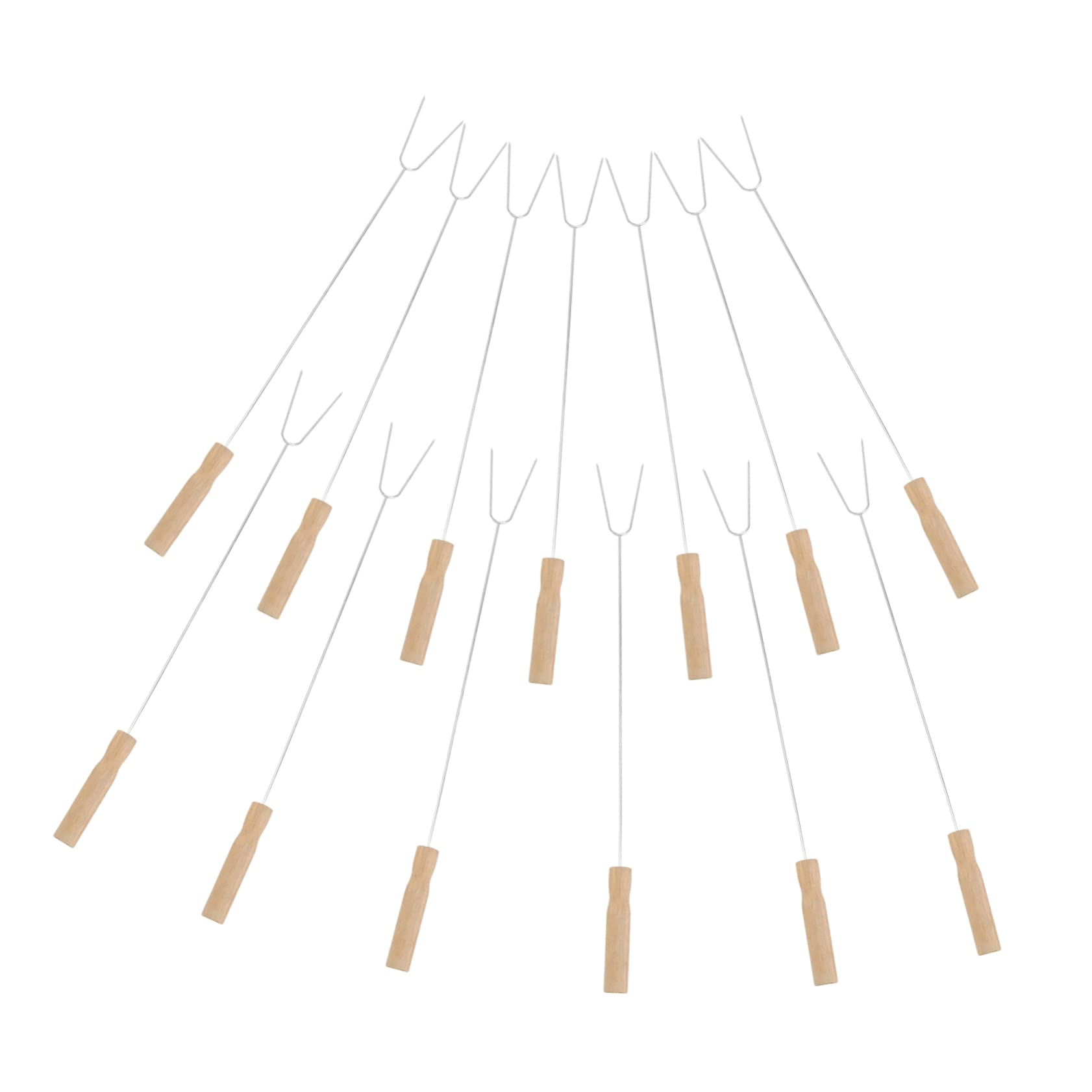 BESTonZON Stainless Steel Bbq Forks Wooden Handle 15pc Grill Tool Set Bbq Skewers for Grilling Durable and Easy to Clean