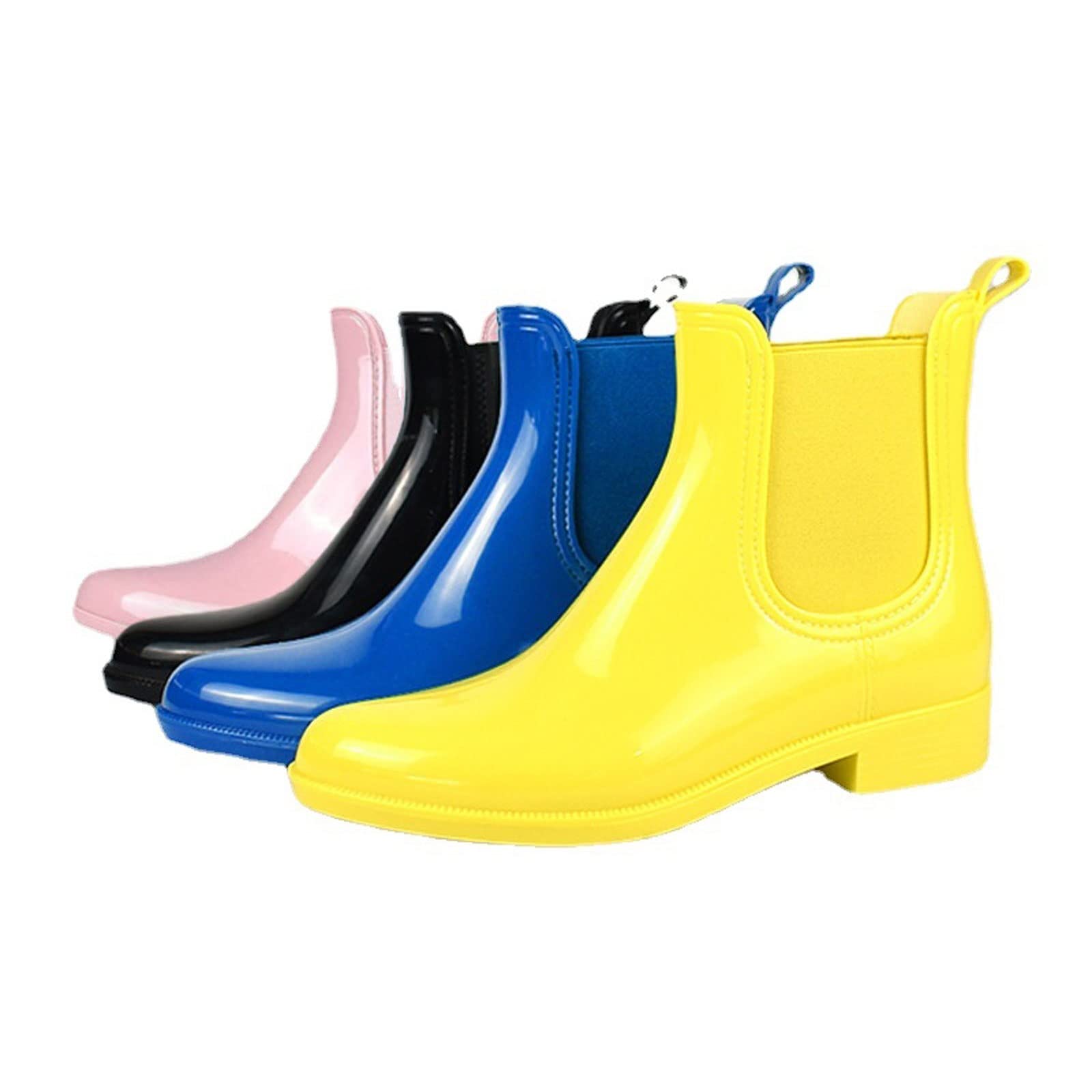 Męskie buty błotne, Męskie damskie wodoodporne kalosze krótkie gumowe buty modne do wody(Pink,6.5)