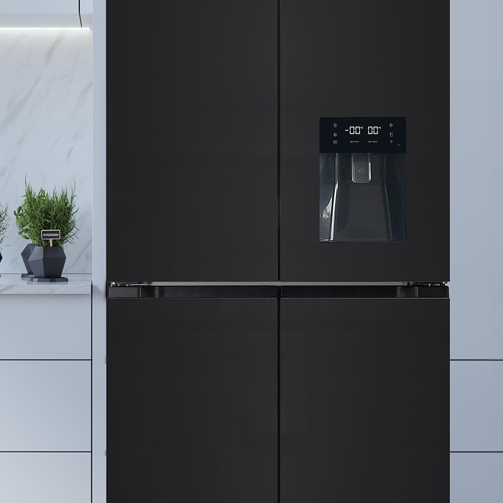Desconocido Amerykańska lodówka 4 drzwi szklane 564 L Bolero CoolMarket 4D 564 Glass E. 183 cm Wysoki, 91 cm Szerokość, Dozownik wody, Niskie zużycie energii, Silnik falownika Plus, Total NoFrost