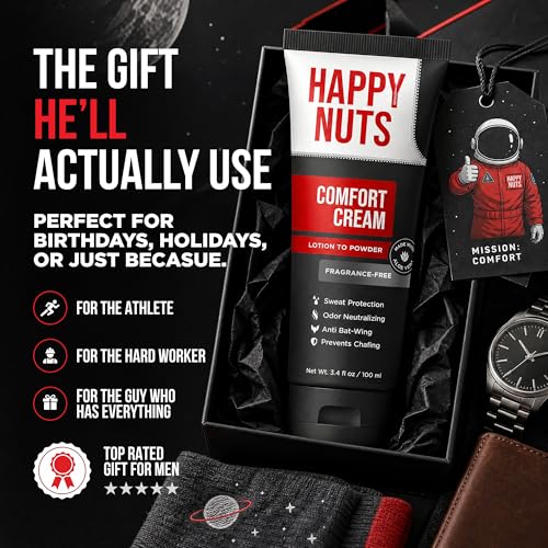 Image of HAPPY NUTS Comfort Cream Deodorant For Men: Anti-Chafing Sweat Defense, Odor Control, Aluminum-Free, Travel Essential, Deodorant & Hygiene Products for Men's Private Parts 3.4 Fl Oz, Fragrance-Free