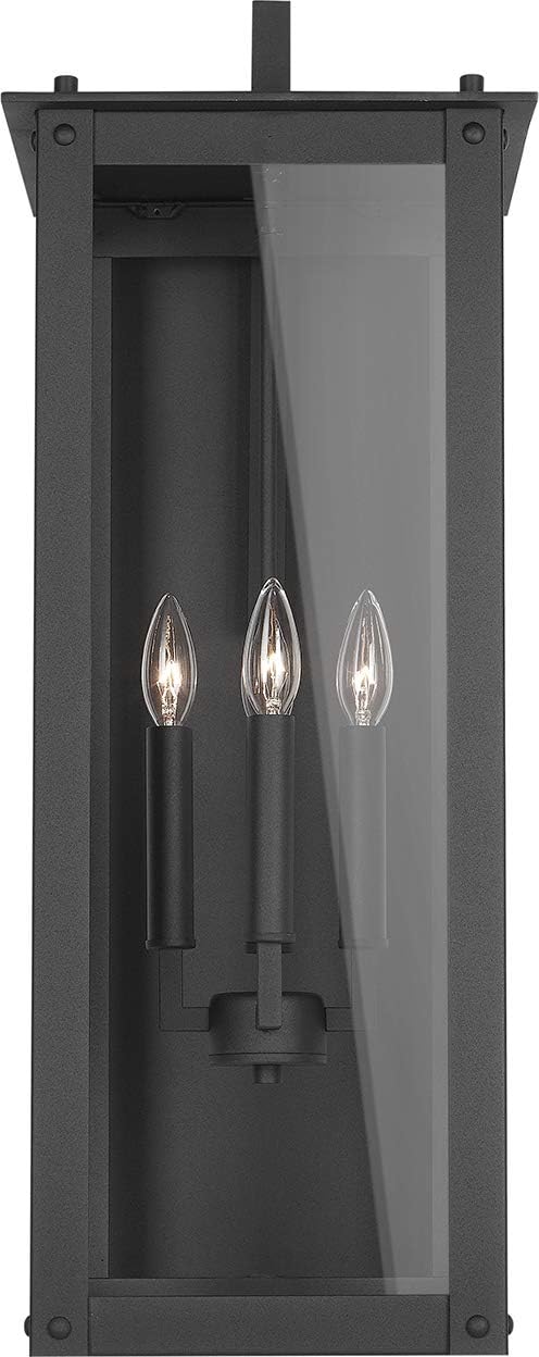 Capital Lighting 934641BK Hunt Urban/Industrial Clear Glass Rectangular Outdoor Wall Lantern, 4-Light 240 Total Watts, 29" H x 11" W, Black