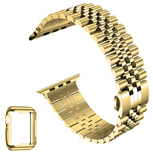 Image of baozai Compatible Apple Watch Bands 46mm 45mm 44mm 42mm 41mm 40mm 38mm, Stainless Steel Band with Screen Protector Case for Apple Watch Series 11 /10 /9 /8 /7 /6 /5 /4 /3 /2 /1 /SE3