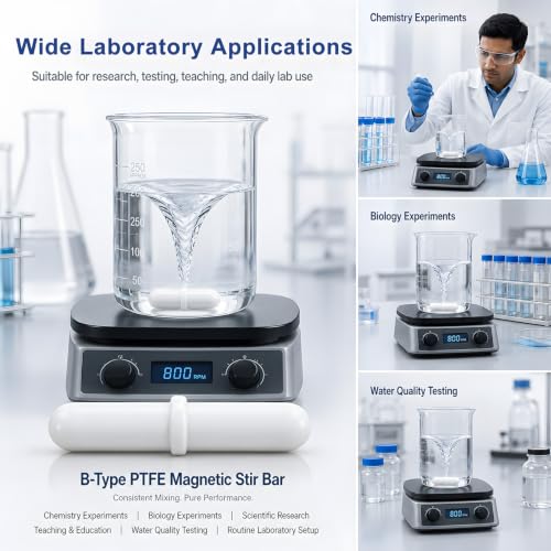 Image of Satmarhz 5 Pcs PTFE Magnetic Stirrer Bar, 8x30mm B30 Magnetic Beads