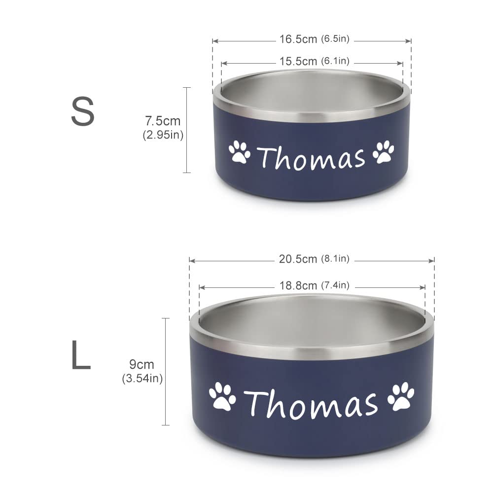 HWLY Cuenco personalizado con nombre para mascotas, cuenco para mascotas con nombre personalizado, placa de identificación personalizada, de acero inoxidable, antideslizante, para perros medianos,