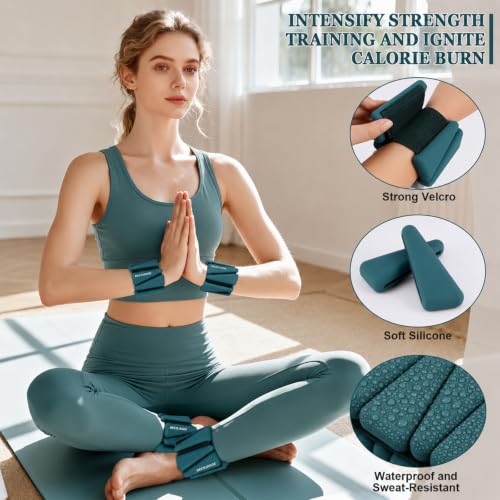 Image of BECOJADDE Ankle Weights Set of 2 (1 lb /2 lb /3 lb Each) Adjustable Wrist Weights for Women Men Wearable Arm Leg Weight for Pilates, Running, Walking, Workout, Yoga