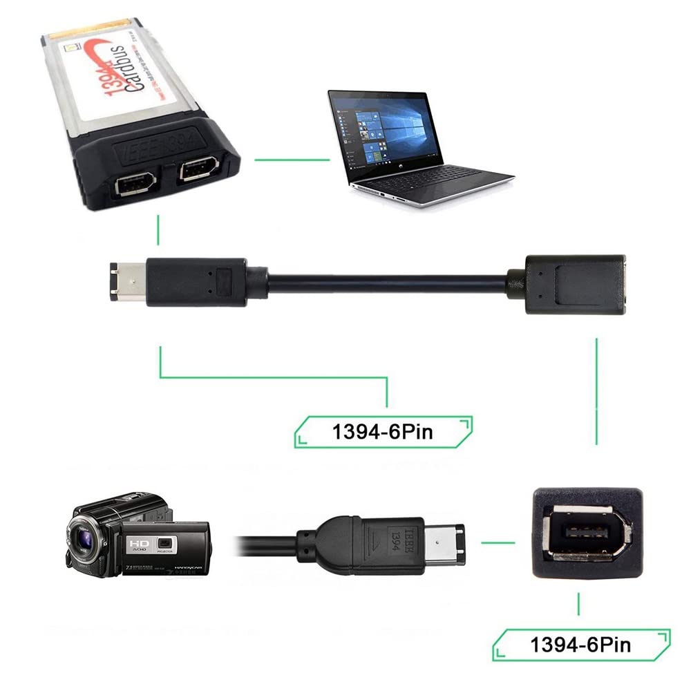 xiwai Firewire 1394a 400-400 IEEE 6Pin Femmina a 6Pin Maschio Cavo di Prolunga 20cm per Laptop Data Video Capture Card