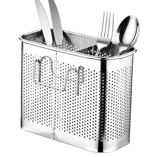 Porta Utensilios Metálicos,Escurridor Metálico Portátil Con Gancho,Organizador para utensilios de cocina | Para Drenaje De Cubiertos Y Tenedores En Encimera Cocina Hogar Casa Interior Restaurante