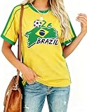 Soccer Shirts Women Brazil Graphic T Shirt Brazil Game Day Shirts