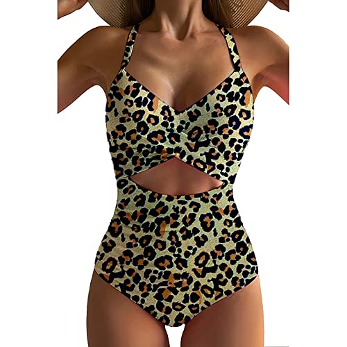 One Piece Swimsuits For Women Women's One Piece Swimsuits Tummy Control One Piece Swimsuits Front Cross Bathing Suits Slimming Swimsuit V Neck Swimwear Monokini (01-Leopard Print,Medium) #TOP1