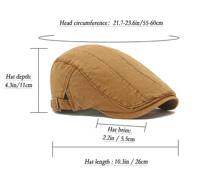 Image of Cotton Newsboy Cap for Men Flat Hats Adjustable Ivy Gatsby Driving Hat Cap
