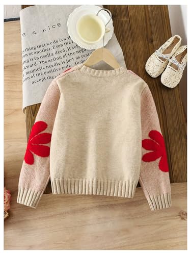 SHENHE Girl's Cute Floral Sweater Crew Neck Long Sleeve Trendy Fashion Soft Sweater Jumper2