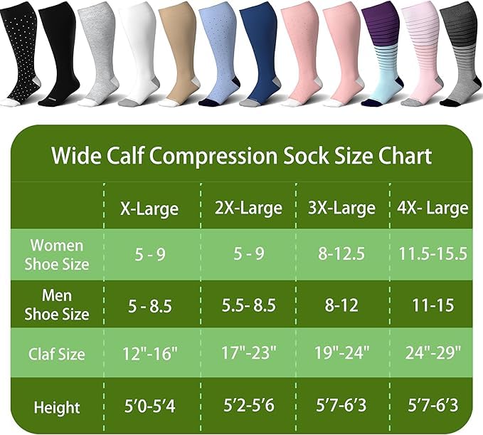 Image of LEVSOX Wide Calf Compression Socks for Women&Men Plus Size 15-20mmHg Knee High Large Support Stockings for Circulation