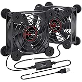 Snowfan U01, Silent Dual 80mm USB Fan, 5V Portable Cooling Fan, 3 Adjustable Wind speeds for...