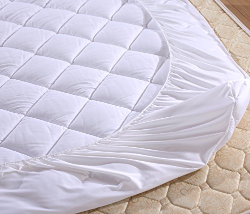 Premium Plus Mattress Pad, Breathable, Quilted Topper, Deep Pocket, Stretch to Fit, Washable, Fill 15 oz per sq yd, Microfiber, Extra Plush, RV Short Queen 60 by 75 inches, 18 inch Depth