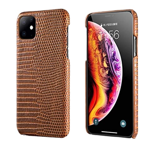 Protection iPhone 11 cuir marron motif lézard business homme