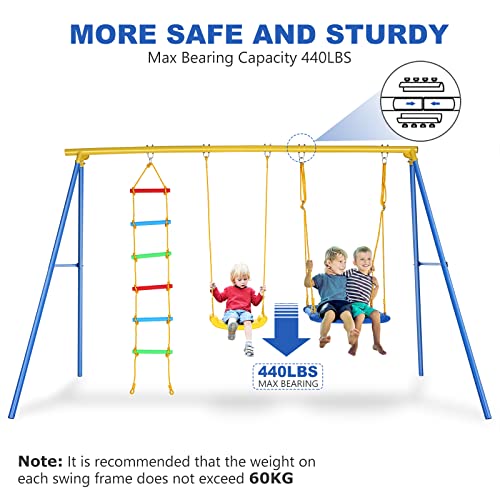 Jaketen 4-In-1 Swing Set For Backyard, Heavy Duty A-Frame Swing Stand W/Ground Stakes, 440Lbs Adjustable Swing Set Outdoor For Playground Swing Set,Infants To Teens Swing #TOP5