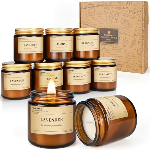 9 Pack Soy Candles for Home Scented |（Lavender/Jasmine/Bergamot） Long-Lasting 270
