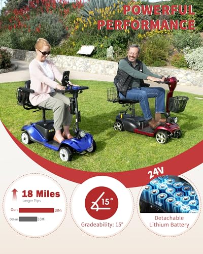 Image of Mobility Scooter,330lbs Capacity,4 Wheel Mobility Scooters for Seniors /Adults with 18 Miles 350W 330LBS Capacity,Detachable Lithium Battery, Adjustable Seat,Shock Absorber