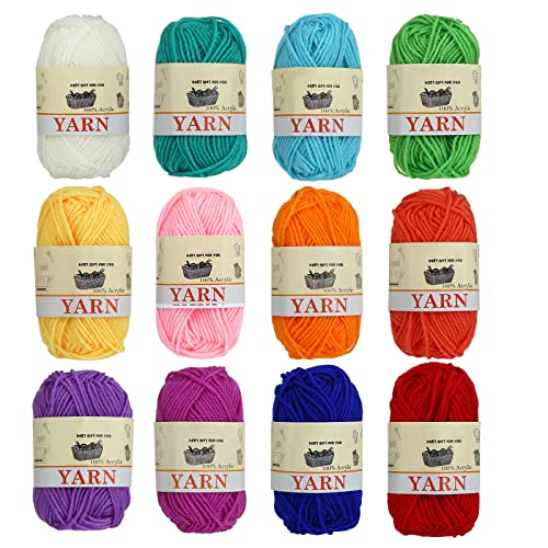 Image of Yinsun 12 Christmas Skeins Acrylic Yarn Mini Craft Yarn 100% Acrylic Yarn for Crocheting, Starter Crochet Bulk Yarn for Child, Adult Knitting Crochet & Crafts (12 x 15g)