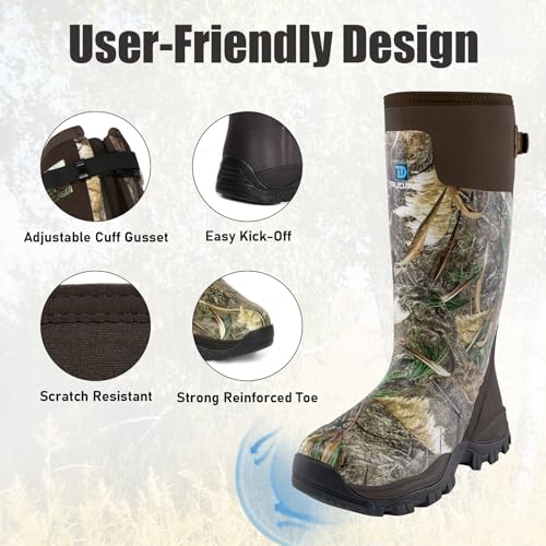 Hunting Boots for Men, Waterproof Rubber Boots with Steel Shank, 5mm Neoprene Camo Insulated Outdoor Hunting Boots (Size 5-14)4