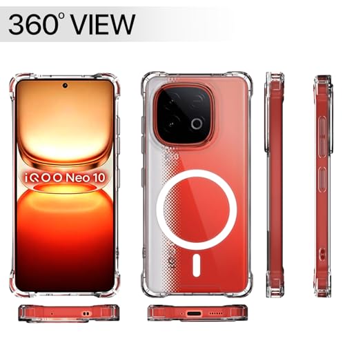 Image of Amazon Basics Back Cover for iQOO Neo 10 5G / Vivo Y300 GT 5G Mag-Safe Shockproof PC + TPU Protective Case Magnetic Support Bumper Case (Transparent Mag-Safe)