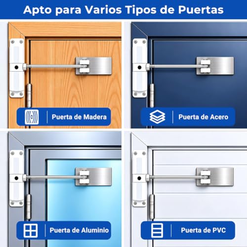 Miniatura 6 de 2 Piezas Muelle Cierrapuertas, Cierra Puertas Automático, Muelles Para Puertas De 40kg, Con Varilla De Ajuste, Placa De Montaje Y Tornillos, Fácil De Instalar, Para Residencial Comercial