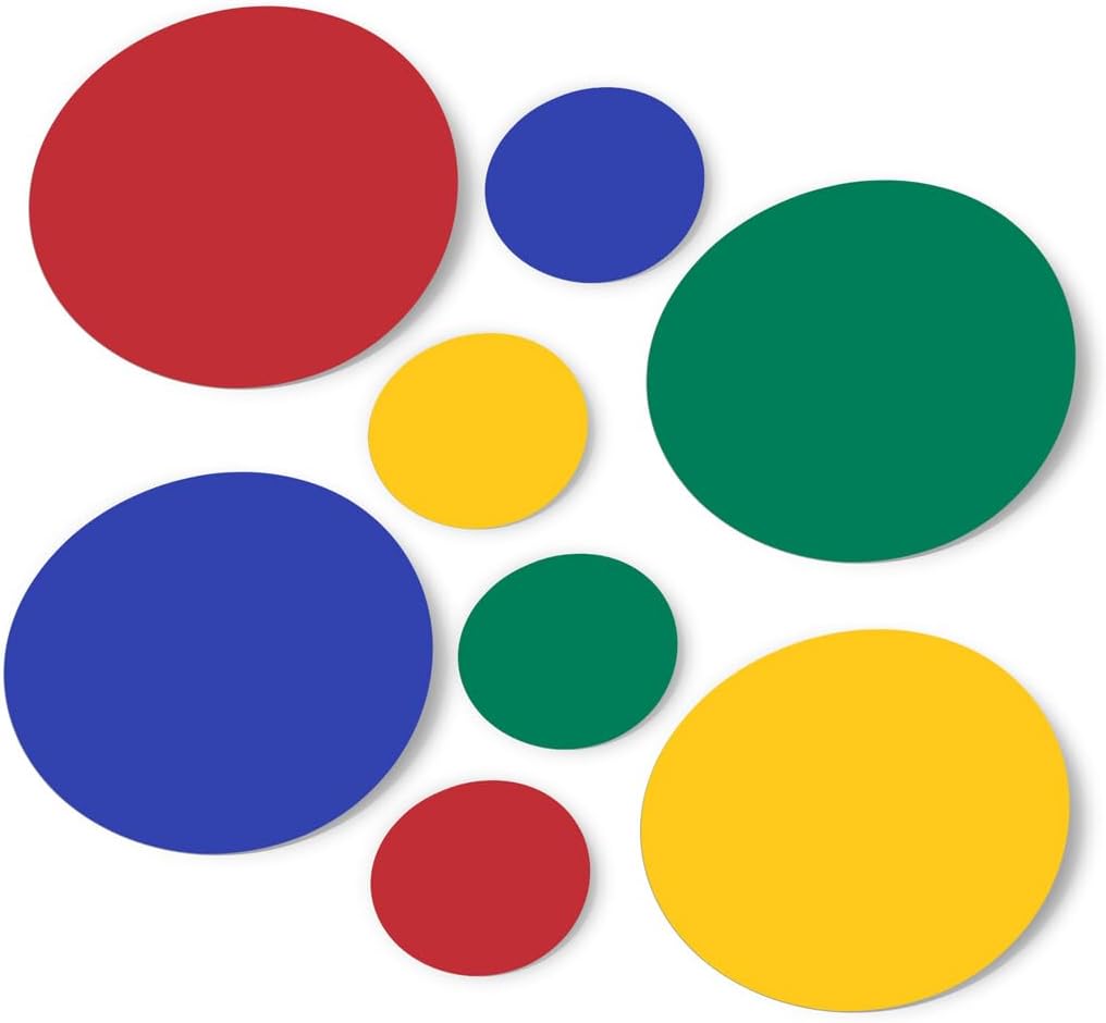Red/Yellow/Green/Blue Vinyl Wall Stickers - 2 & 4 inch Circles (60 Decals)