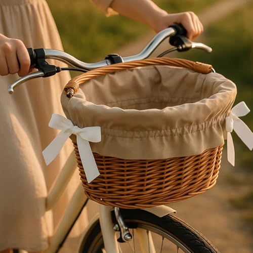 millybo Stoff Einlage Korb-Einlage Fahrradkorb viele Muster Unifarben (17 beige)