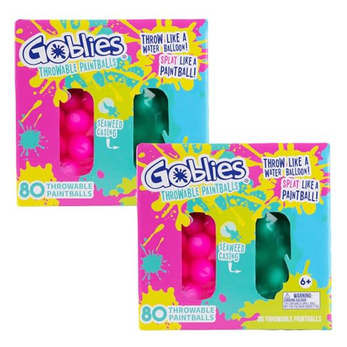 Goblies Throwable Paintballs, 160 Count, Pink and Teal, Kids Summer