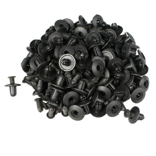 uxcell 100 Pcs Black Car Fender Plastic Rivet Fastener for 8mm Dia Hole