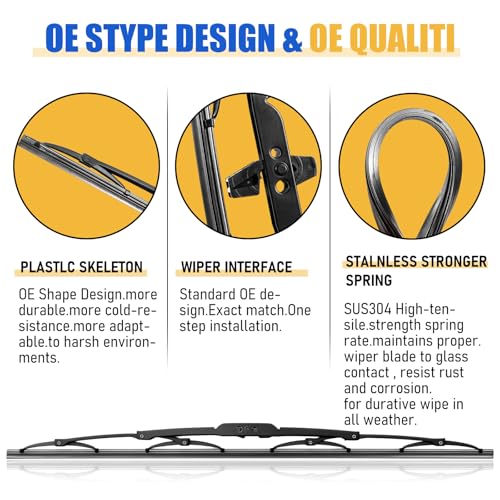 Image of BBTO 16 Pack Wiper Blades 22 Inch Silicone Windshield Wipers | All Season, Durable, Automotive Replacement Wiper Blades, Driver Passenger Side Compatible, for Car Front Windshield U /J Hook