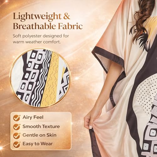 Image of Oussum Women Polyester Casual Long Plus Size Beach Caftan Cover Up Maxi Dress 1X-3X Summer Kaftan Dresses for Women