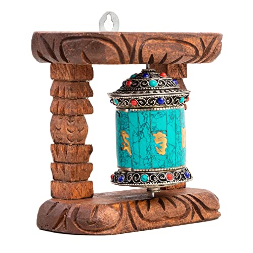HIMALAYAN BAZAAR Wall Hanging Buddhist Prayer Wheel Om Mani Padme Hum