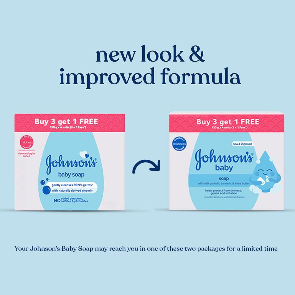 Johnson's Baby Soap For Bath Combo Offer Pack, 150g (Buy 3 Get 1 Free)