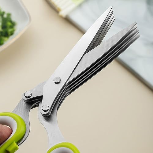 Miniatura 7 de PHILISENMALL Tijeras de alimentos trituradas de corte de cinco capas, multiusos, de 5 cuchillas, para cocina, hierbas, tijeras afiladas de acero