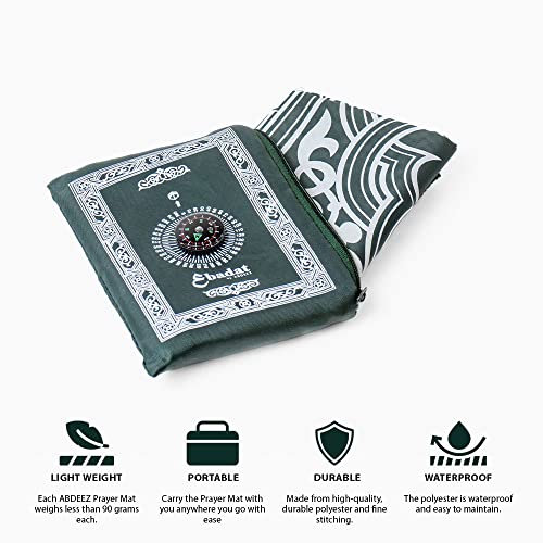 ABDEEZ Portable Prayer Mat with Built-in Qibla Compass and Pouch - Pray Anywhere, Anytime! (Black), 120 x 70 cm (Square) - Image 3