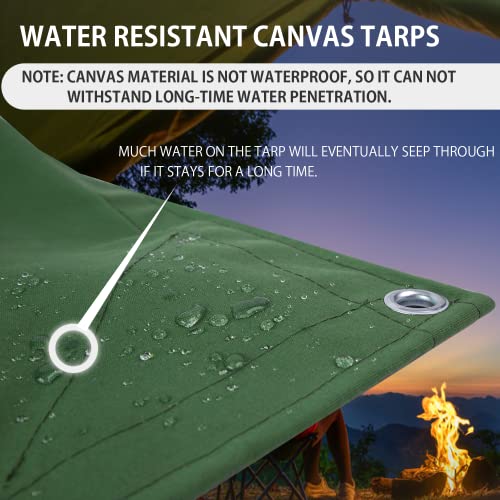 Foundgo Canvas Tarp 10'*20' Heavy Duty Waterproof Tarps With Grommets, Uv Resistant, 22 Mil Tarpaulin,14 Oz Durable Cloth Covers For Car, Roof, Boat, Camp, Canopy, Woodpile With Ropes.10'*20' #TOP3