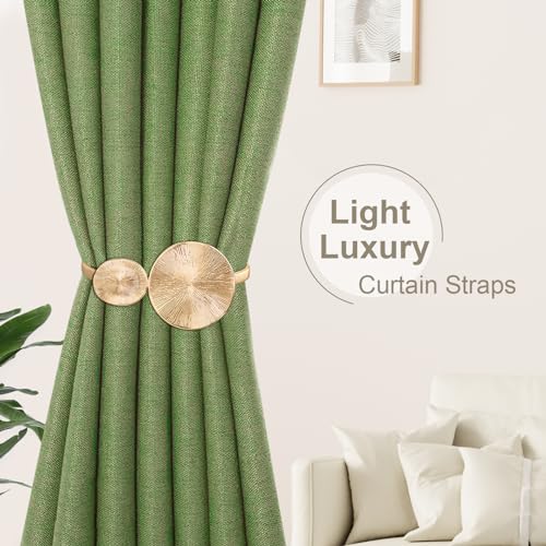 Minicoco Curtain Tie Backs 2 Pack Gold Curtain Tie Backs for Home Office Room Decor Minimalist Style Metal Springs Curtain Holdbacks(Golden Disk) - Image 6