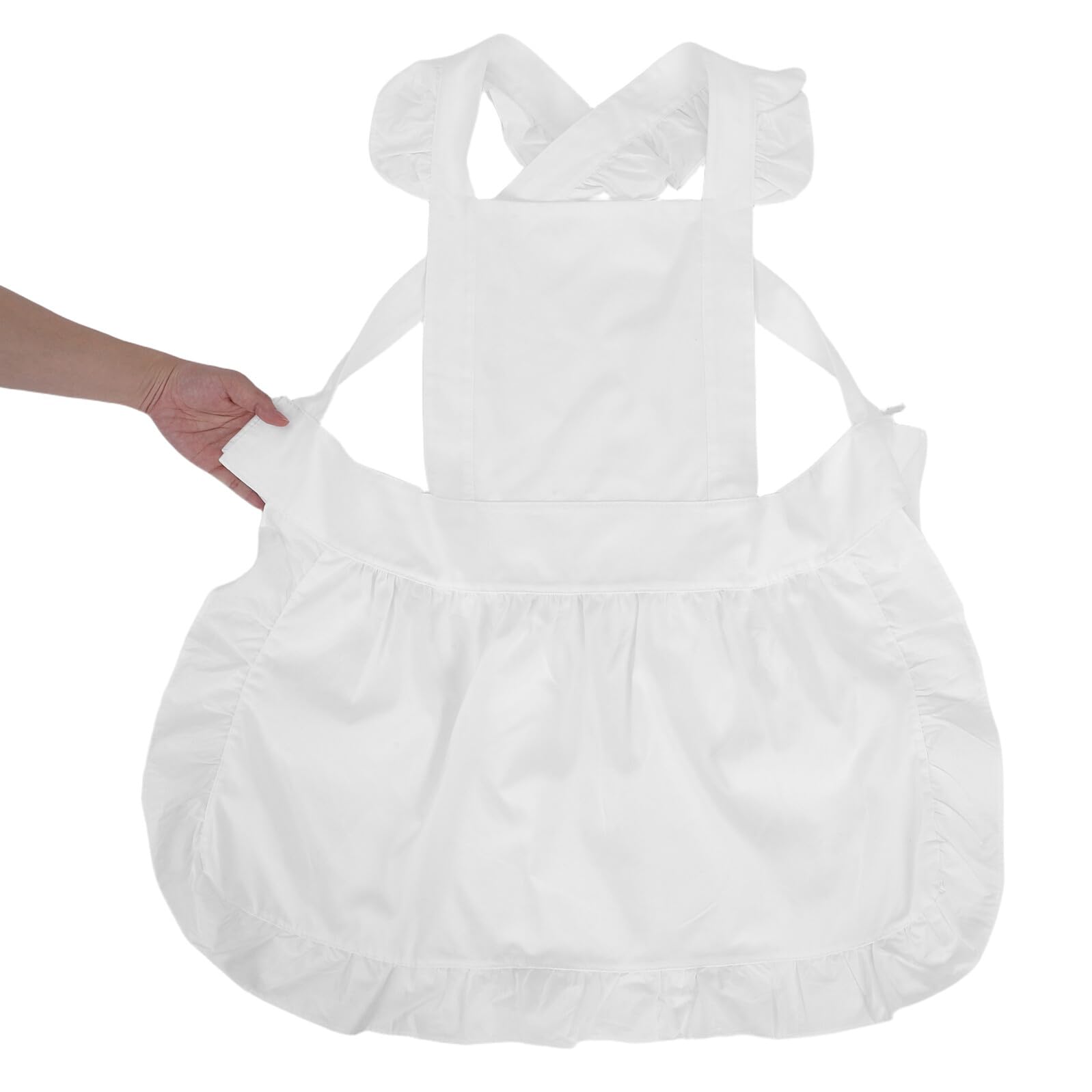 Kellnerschürze Verstellbar aus Baumwolle für Damen mit Taschen Weiße