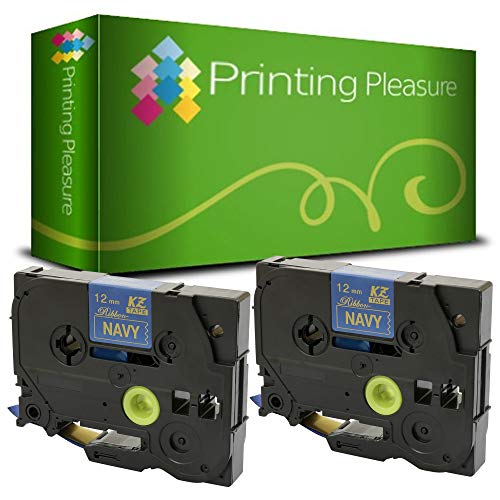 Image of Printing Pleasure 2 x TZe-RN34 TZ-RN34 Gold on Navy Blue Ribbon Tapes compatible with P-Touch Label Printing Machines | 12mm x 4m